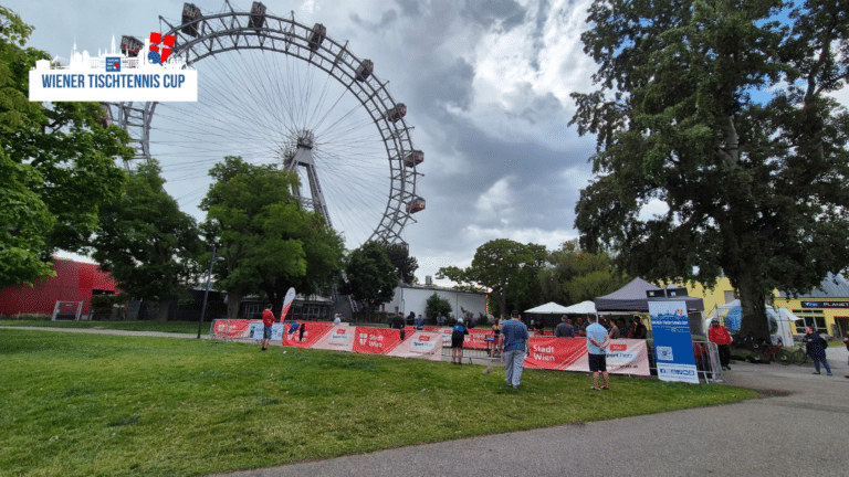 Sportevent in Wien: Der Wiener Tischtennis Cup vor der historischen Kulisse des Riesenrads im Prater.