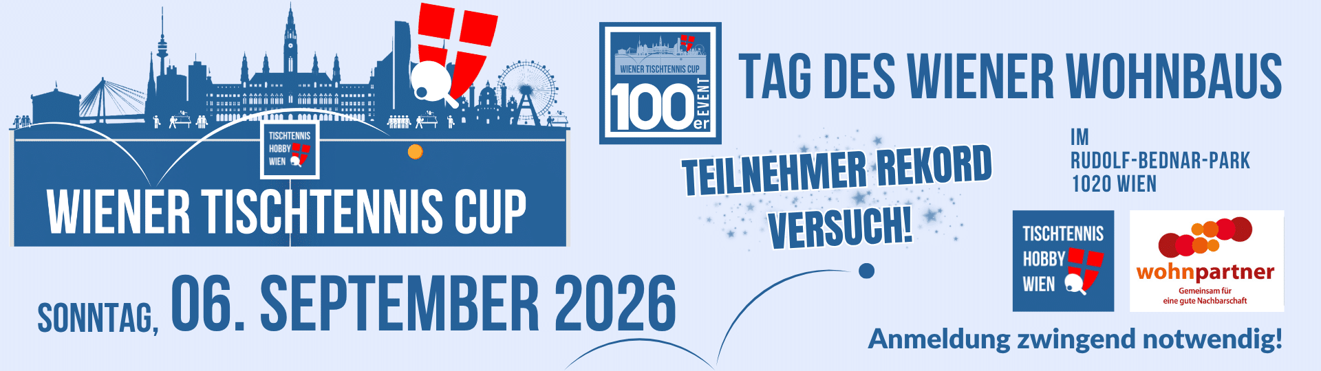 Der Wiener Tischtennis Cup geht in seine dritte Saison und etabliert sich damit als eine der erfolgreichsten Turnierserien im Wiener Tischtennis. Gespielt wird an außergewöhnlichen, sehenswerten Locations, an denen zuvor noch nie eine Tischtennisplatte stand. Das Format bietet passende Bewerbe für alle Spielstärken - vom ambitionierten Hobbyspieler bis zur erfahrenen Spielerin.