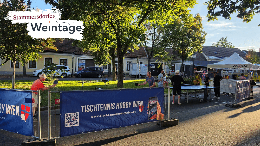 Tischtennis-Ringerl bei einem Rekordversuch im Rahmen der Stammersdorfer Weintage 2026.