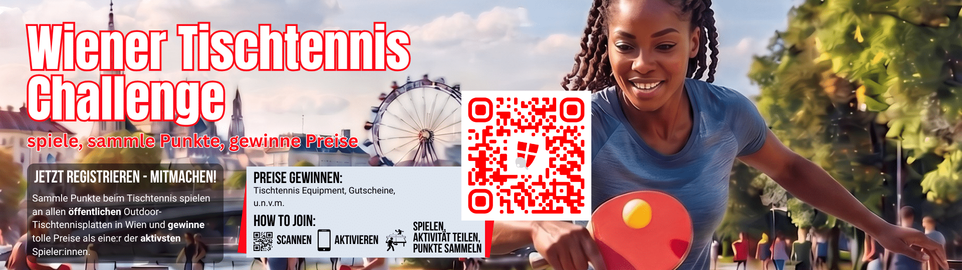 1. Wiener Tischtennis Challenge - Spiele Tischtennis, Sammle Punkte, Teile deine Tischtennis Aktivitäten und gewinne Preise