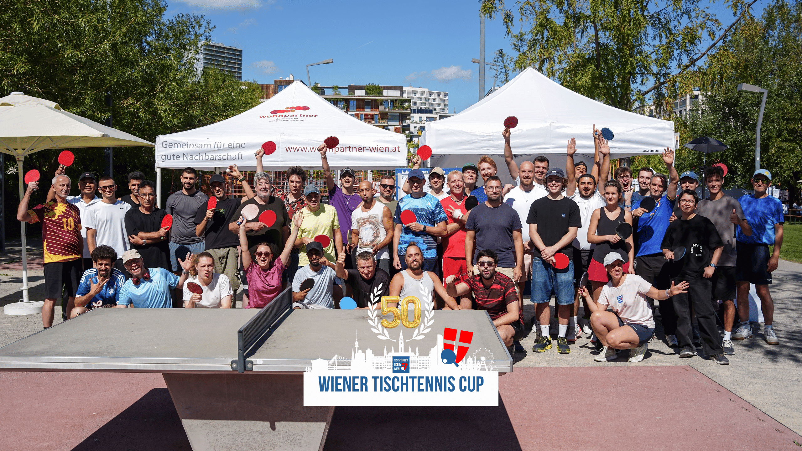 Der Tag des Wiener Wohnbaus als Schauplatz für das 50. Event des Wiener Tischtennis Cups.
