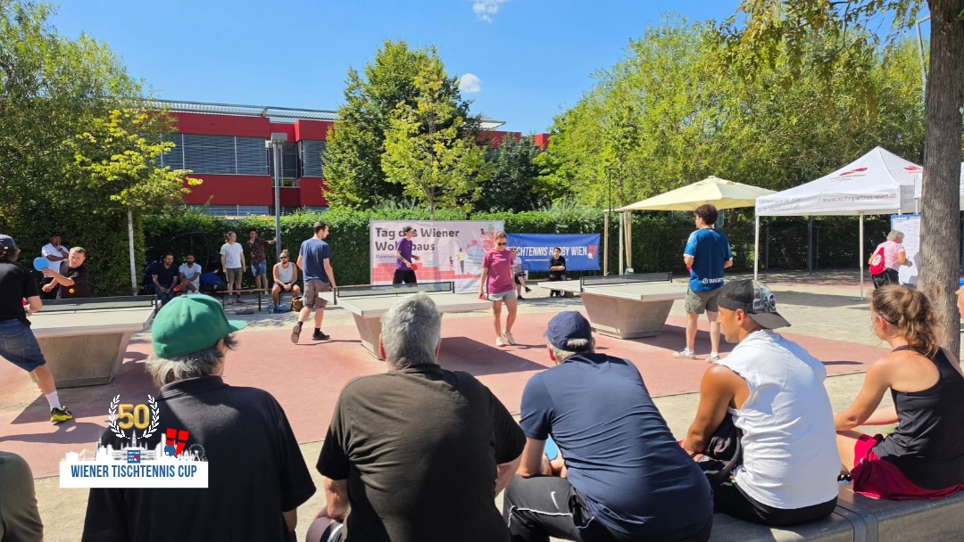 Faszinierte Besucher und inspirierte Zuschauer beim Tischtennis am Tag des Wiener Wohnbaus 2026.
