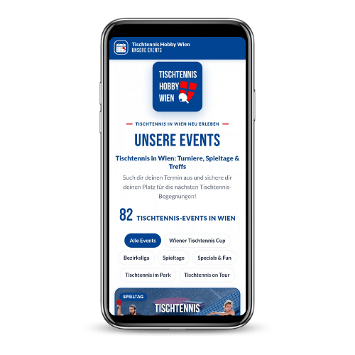 Nur ein Klick trennt dich vom nächsten Match. Entdecke alle Tischtennis-Events und Spielorte in ganz Wien auf einen Blick.