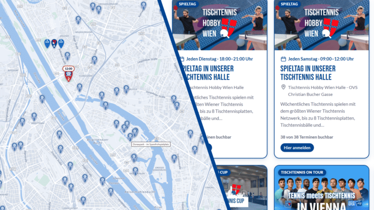 Eine echte Tischtennis-Hobby-Revolution in Wien ermöglicht mit nur einem Klick auf die Tischtennis-Karte Wien den raschen Weg zum nächsten Match an der Platte.